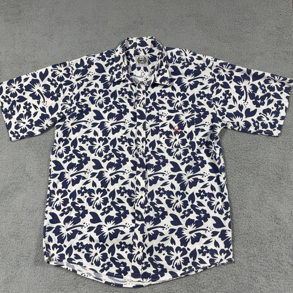 Cinch Shirt Mens XXL Hawaiian Floral Blue City N Collar Palms